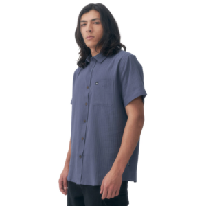 Camisa Lisa de Algodón Hombre - Azul