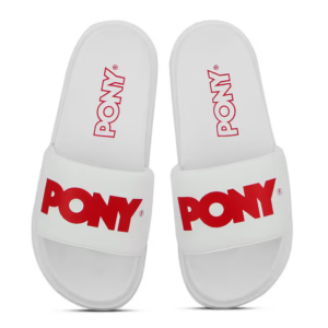 Chancletas Pony Brooklyn Con logo - Blanco rojo