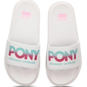 Chancletas Pony - Blanco / turquesa